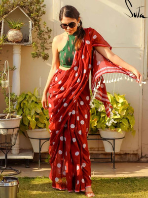 Sia Saree Bazaar Printed Handloom Pure Cotton Saree(White)