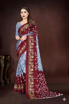 jihana fab Printed Banarasi Chiffon Saree(Multicolor)