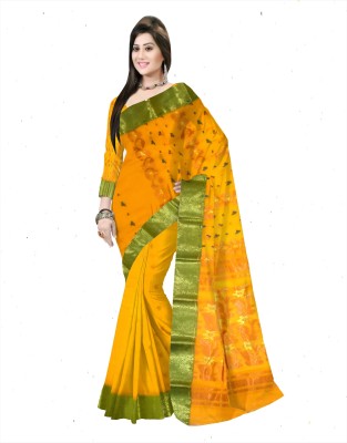 Pradip Fabrics Woven Tant Pure Cotton Saree(Yellow)