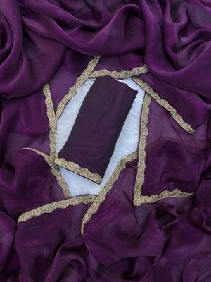 Dhimahi Solid/Plain Bollywood Chiffon Saree(Purple)