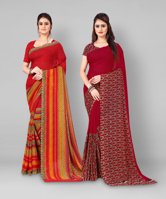 kashvi sarees Printed Daily Wear Georgette Saree(Pack of 2, Multicolor)