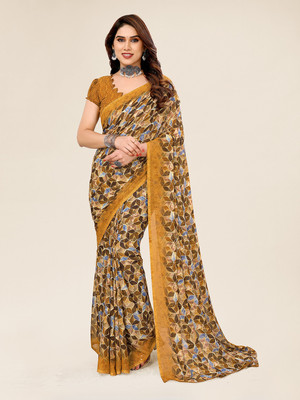 kashvi sarees Geometric Print Daily Wear Georgette Saree(Beige)