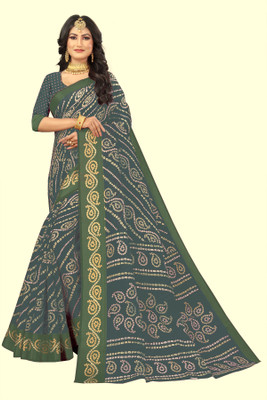 RUNAYA NX Printed Daily Wear Cotton Silk Saree(Grey)