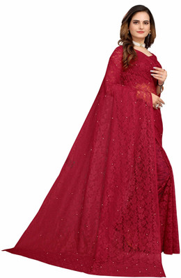 Saadhvi Digital Print Bandhani Cotton Blend Saree(Maroon)