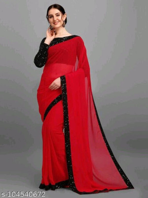 DCTEXFAB Self Design Bollywood Georgette Saree(Red)