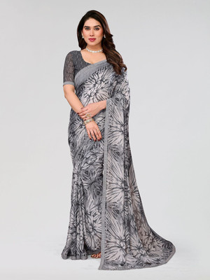 Moda Rapido Printed Bollywood Georgette Saree(Grey)