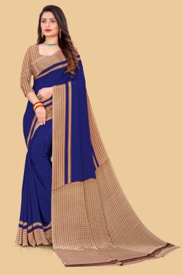 Dori Printed Daily Wear Crepe, Silk Blend Saree(Dark Blue)