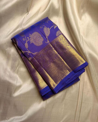 Khodal Zari Work Woven Kanjivaram Jacquard, Pure Silk Saree(Purple)