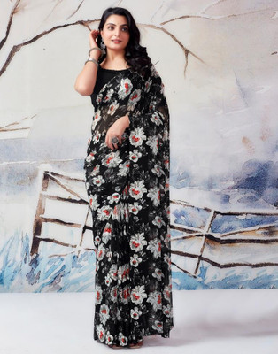 Sanjana Silks Printed Bollywood Georgette Saree(Black)