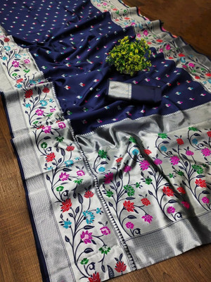 HouseOfCommon Printed Kanjivaram Pure Silk Saree(Multicolor)