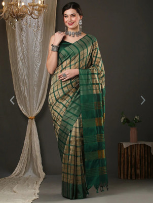 HITESH ENTERPRISE Solid/Plain Banarasi Cotton Blend Saree(Green)