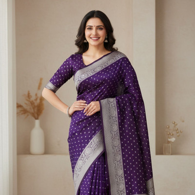 EZIESHREE Woven, Self Design Banarasi Pure Silk Saree(Pink)