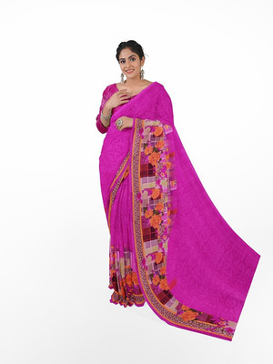 Suntex Printed Bandhani Georgette Saree(Pink)