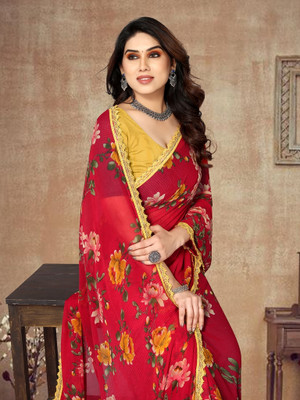 vairagee Woven Bollywood Georgette Saree(Red)