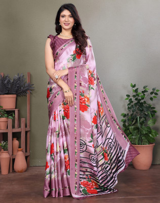 Divastri Printed Bollywood Tussar Silk Saree(Pink)