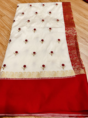 SHOPEEZY TEX FAB Woven Banarasi Art Silk, Cotton Silk Saree(Cream)