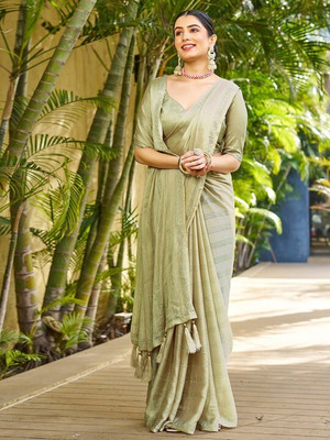 LAKHADATARI PRINTS Self Design Bollywood Chiffon, Georgette Saree(Beige)