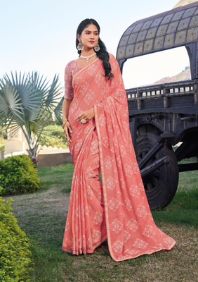 Laxmipati sarees Floral Print Daily Wear Chiffon Saree(Pink)