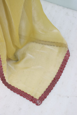 JENNYFEB Embellished Bollywood Organza Saree(Yellow)