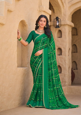 Laxmipati sarees Printed Bollywood Georgette Saree(Green)