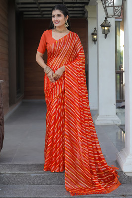 Kanooda Prints Woven Leheria Net Saree(Multicolor)