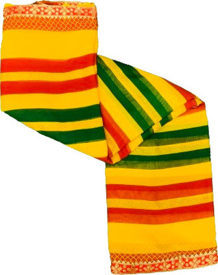 HousOfCommon Embellished, Solid/Plain Bollywood Georgette Saree(Yellow)