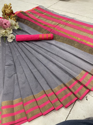 HITESH ENTERPRISE Self Design Daily Wear Cotton Silk Saree(Grey)