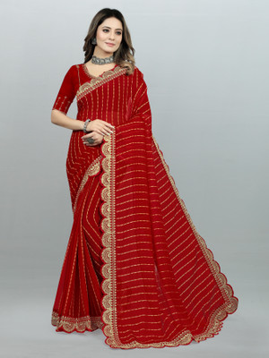 MAN PRIYA TRENDZ Self Design Bollywood Georgette Saree(Maroon)