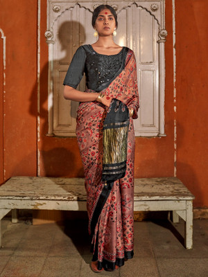 Sareemall Printed Daily Wear Viscose Rayon Saree(Brown)