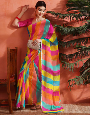 Satrani Printed Bollywood Georgette Saree(Multicolor)