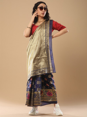 Divastri Woven Daily Wear Art Silk Saree(Dark Blue)