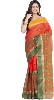 Divastri Woven Tant Pure Cotton Saree(Orange)