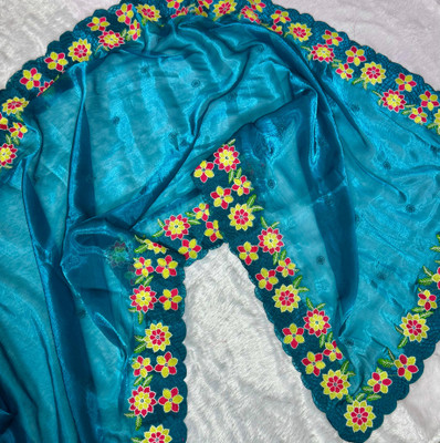 RK Creation Embroidered Berhampuri Pure Silk Saree(Blue)