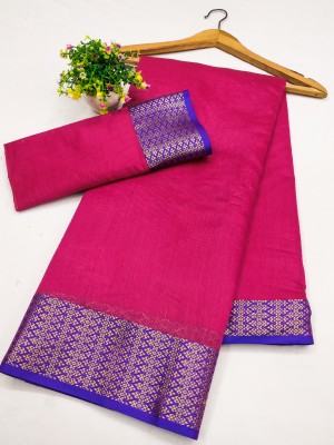 SARIMANIA Woven Banarasi Cotton Silk, Pure Cotton Saree(Pink)