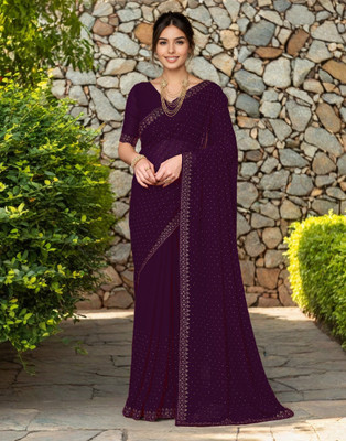 Mahastree Woven Bollywood Georgette Saree(Magenta)