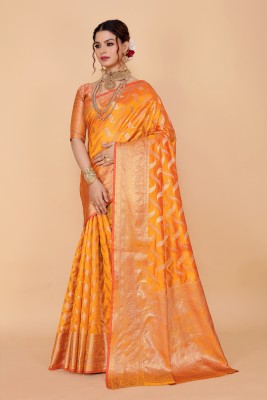 LAVYANSH CREATION Self Design Banarasi Art Silk Saree(Yellow)