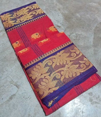 Puspa Fashion Self Design Tant Pure Cotton Saree(Red)