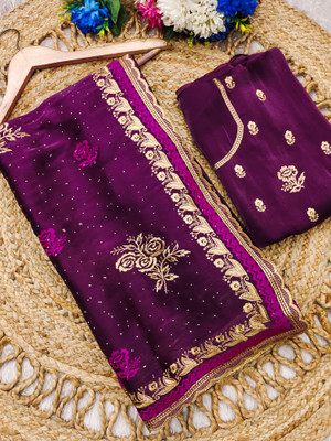 greeva enterprise Embroidered Bollywood Jimmy choo Saree(Purple)