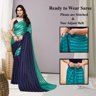 Moda Rapido Embellished Bollywood Satin Saree(Light Green, Blue)