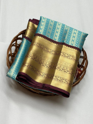 Haniya creation Woven Bandhani Art Silk Saree(Blue)