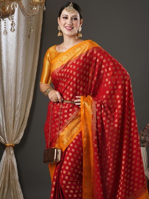 Divastri Woven Kanjivaram Georgette Saree(Red)