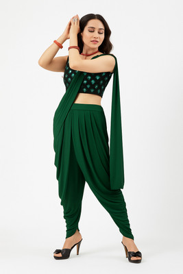 SHREE FASHIONFAB Self Design Bollywood Lycra Blend Saree(Green)