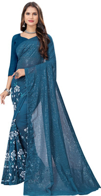 SATVASHIV Embroidered Bollywood Georgette Saree(Dark Green)