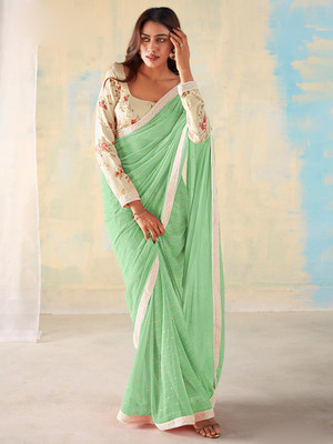 Divastri Embellished Bollywood Georgette Saree(Light Green)