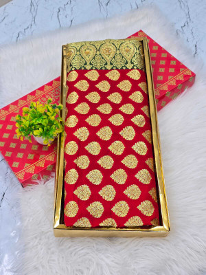 Tilfelle Woven, Embroidered Banarasi Satin Saree(Red, Green)
