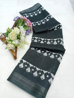 Gajal Self Design Kanjivaram Linen, Cotton Linen Saree(Black)