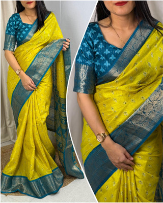 SFCS Printed Bollywood Chanderi Saree(Yellow)