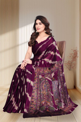 SuperLaxmi Geometric Print, Self Design Bollywood Chiffon, Georgette Saree(Purple)