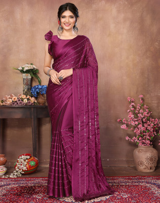 YASHIKA Embellished Bollywood Georgette Saree(Purple)