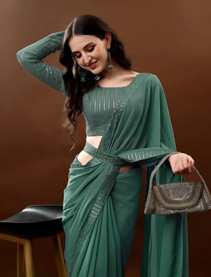 Labheshwari Embroidered Bollywood Georgette Saree(Green)